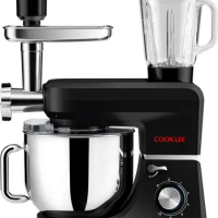 COOKLEE 6-IN-1 Stand Mixer, 8.5 Qt. Multifunctional Electric Kitchen Mixer with 9 Accessories for Most