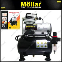 MOLLAR TC-20T Air Brush Compressor Mini Mesin Kompresor Angin 1/4 HP 3 Liter Silent Oilless