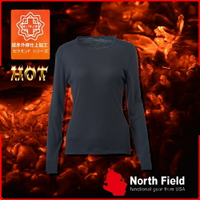 【North Field美國 女 圓領遠外線內衣《岩黑》】205B/保暖衣/發熱衣/膠原蛋白/吸濕排汗/親膚