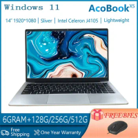 Windows 11 Pro Laptop 14.1" 1920x1080 FHD IPS Display 6G RAM 128GB/256GB/512GB/1T SSD Dual Band Wifi2.4G/5G