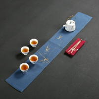 免運 茶具系列 手繪茶席 功夫茶具配件 雙面棉麻桌旗 布茶巾