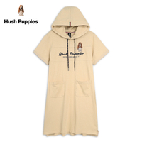 Hush Puppies 洋裝 女裝品牌刺繡狗短袖連帽洋裝