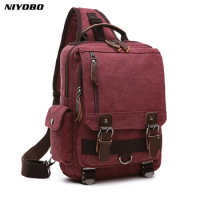 NIYOBO High Quality Canvas Men Chest Bag Vintage Crossbody Sling Messenger Chest Bags Shoulder Sling Bag Back Pack bolsas