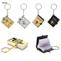 1Pc Mini Holy Bible Keychain English Religious Miniature Paper Spiritual Christian Jesus Cover Keyring Gift