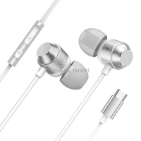 200pcs Type-C usb-c Metal Earphone for Oneplus 7 Pro 6t In-ear Mic Wire Control Bass Magnetic Headset Earphone for Note 10 Plus