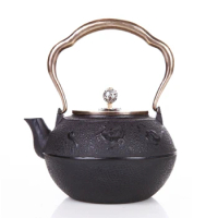 Large 1.1L Cast Iron Teapot Boiling Water Making Tea Pot Copper Handle Tea Kettle Japanese Style Tetsubin Iron Bottle
