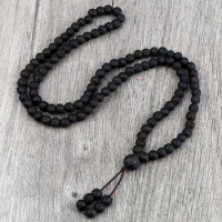 Men Volcanic Lava Stone Beaded Necklace 108 Mala Beads Meditation Yoga Wrap Bracelets Handmade Black Energy Jewelry Oil Diffuser
