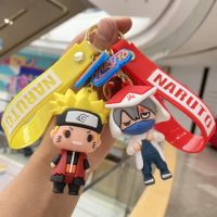 Naruto Anime Figure Keychains Kawaii Uzumaki Naruto Hatake Kakashi Action Figure Keyring Car Key Chain Student Toys