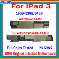 16GB 32GB 64GB For IPad 3 A1416 Wifi and A1430/A1403 3G Version Motherboard Original Unlock Logic Board 100% Tested Mainboard