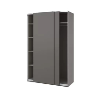 PAX/HASVIK 衣櫃/衣櫥, 深灰色/深灰色, 150x66x236 公分