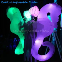 3M Giant Inflatable Illuminous Sea Horse with Color Changing LED Light Carnival Holiday Parade Walking Performance Props