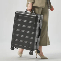 All-aluminum Suitcase Universal Wheel Women's Fashion Trolley Case 24-inch Password Suitcase 20-inch Light Suitcase Unisex