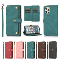 Crossbody Wallet Case for Apple iPhone 11 12 13 Mini 14 Pro Max Plus X XS XR,with Card Holder,with Kickstand Wrist Strap Lanyard