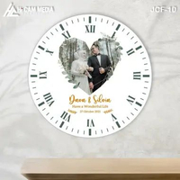 JAM DINDING CUSTOM 20CM / HADIAH PERNIKAHAN / KADO NIKAH / WEDDING FOTO / NAMA KAYU UNIK MINIMALIS M
