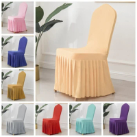 Hotel chair cover elastic chair cover skirt elastic chair cover skirt chair cover banquet event VIP chair cover white