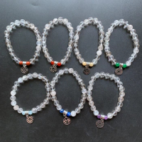 Natural Clear Quartz Chakra Stone Charms Stainless Steel Bracelet Reiki Healing Crystal Feng Shui Ornament 1pc