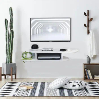 BiJun Floating TV Shelf Entertainment Center Wall Mounted Media Console, Router DVD Stand, Console Streaming Media Equipment