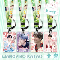Wang Yibo cute card holder with sliding and hanging rope