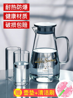 日本進口MUJIΕ家用冷水壺玻璃涼水壺耐熱高溫白開水杯套裝茶壺大