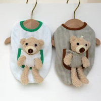 Bear Cute Pet Clothes for Teddy Bichon Dog Costumes for Small Medium Dogs Summer Pet Clothing with Little Pocket Dropshipping
