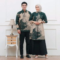 Gamis terusan Gamis semi tunik Gamis kombinasi Batik  Tunik semi gamis Sarimbit copell Wanita Pasang