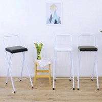 E-Style 鋼管(厚型沙發皮革椅座)高腳折疊椅/吧台椅/高腳椅/櫃台椅/餐椅/洽談椅-三色