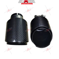 1pcs Car Glossy Carbon Fibre Exhaust tip Muffler Pipe Tip Straight Universal Black Stainless Mufflers Decorations For Akrapovic