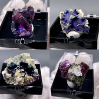幻影紫螢石水晶綠螢石云母天然礦物晶體盒子礦石入門教學科普貓礦