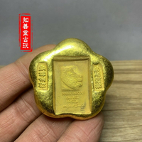 仿古古錢幣獅頭金錠金元寶梅花金餅黃銅電鍍鎏金古玩收藏金塊金錠