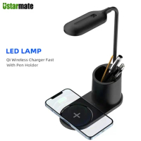 LED Desk Lamp Touch Dimming Adjustment Table Lamp USB Rechargeable for Children Kid Reading Study Wireless Charger for iPhone 14