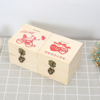 平安夜蘋果禮盒木制圣誕節創意盒子正方形道具果盒風格包裝裝飾1入