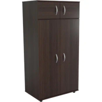 4-Door Armoire Wardrobe Open Cabinet Espresso Bedroom Furniture Clothing Cupboard Cabinet/ Closet Wardrobes Cabinets Home