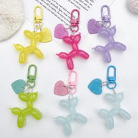 Jelly colored keychain, balloon dog keychain, colorful love accessories, mobile phone pendant, bag pendant