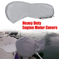 Boat Protector 420D Waterproof Full Outboard Engine Cover Heavy Duty Engine Motor Covers Grey Sunshade Anti-scratch 30-150HP