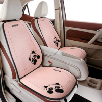 the new linen cartoon panda car single seat cushion non-slip breathable car square cushion rear seat cushion back cushion