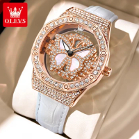 OLEVS 9996 Quartz Fashion Watch Gift Round-dial Genuine Leather Watchband