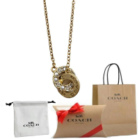 【COACH】coach 新款 珍珠水鑽雙扣環項鏈套組 金色 贈原廠防塵袋 紙袋