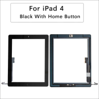 Touch Screen Glass Digitizer Assembly For iPad 4 with Home Button+ Adhesive Glue Sticker A1458 A1459 A1460