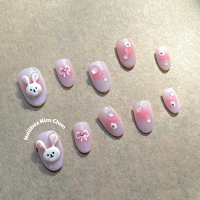 G48: Nailbox nặn nổi thỏ ombre lòng đào form hạt na