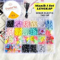 Mainan Anak Anak DIY Manik Manik 1 Set Kotak Lengkap + Senar Elastis + Tali Gantungan Hp | Set manik