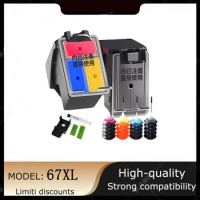 Vilaxh 67XL Refillable Replacement for Hp67 HP 67 Ink Cartridge for HP ENVY Pro 2700 6020 6052 6055 