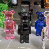 BE@RBRICK Baccar Crystal Bear Bearbrick 200% 14.3cm Transparent Color Black Building Block Bear Trend Doll Decoration Gift