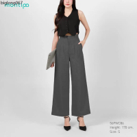 ที่นิยมมากที่สุด Montipa กางเกงทรงกระบอกใหญ่ ซิปตะขอหน้า แต่งจีบหน้า ผ้า Comfort 56PWC86