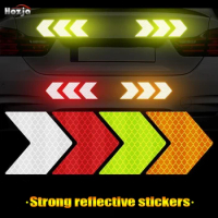 8Pcs/Set Car Sticker Reflective Arrow Sign Tape Warning Safety Sticker For Car Bumper Trunk Reflector Hazard Tape Car Styling
