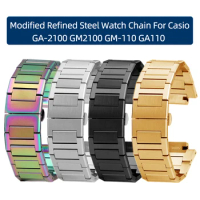 Modified Refined Steel Watch Chain For G-SHOCK Casio GA-2100 GM2100 GM-110 GA110 Farmhouse Oak Steel Men's Strap Wristband