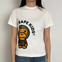 Kaos BAPE X BABY MILO SKULL SIDE WHITE TSHIRT KIDS 100% ORIGINAL Size 140