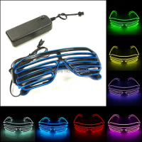 Cheap Glow Party EL Glasses EL Wire Shutter Glasses LED Light up Glasses Rave Costume DJ Party Decoration