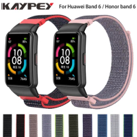 Nylon Loop Woven Strap for Huawei Band 6 / 6pro Smart Watch Wrist Bracelet For Huawei Honor band 6 Replacement Watch Strap
