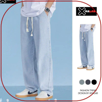 Quần Jean Nam Ống Rộng Dáng Suông XMALAB Chất Bò Xịn Cạp Chun Dây Rút Phong Cách Đường Phố B085