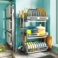 304不銹鋼碗架瀝水架廚房置物架壁掛多功能折疊碗盤放碗碟收納柜